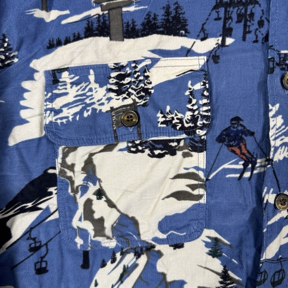 Faherty Corduroy Shirt Mens 2XL All Over Print Winter Ski Hike Mountain Snow - Picture 6 of 16